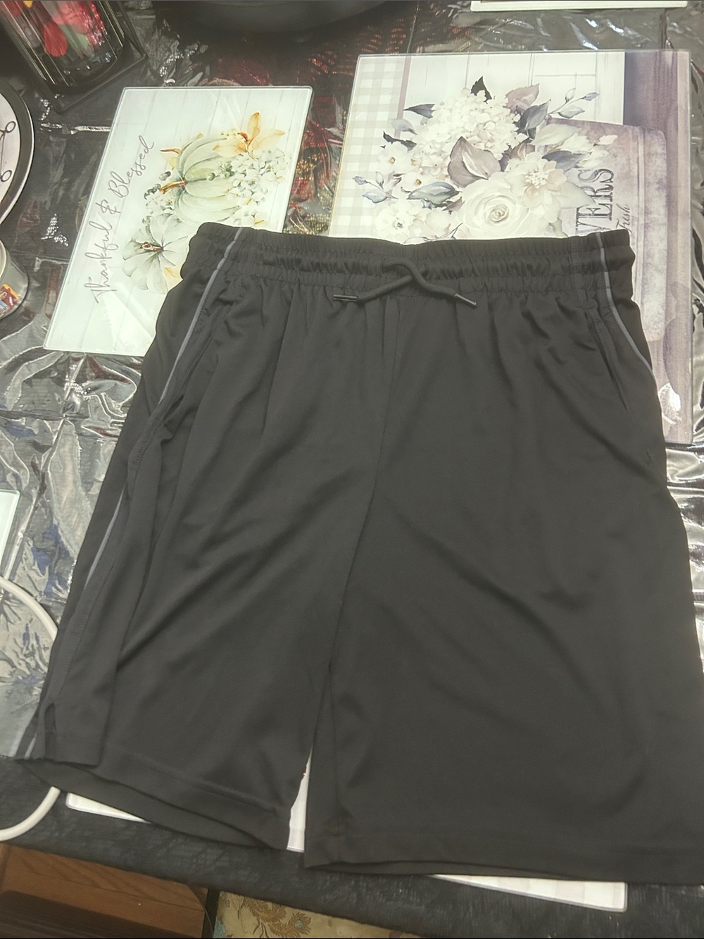 tek gear Black Kids Athletic Drawstring Shorts with Side Pockets